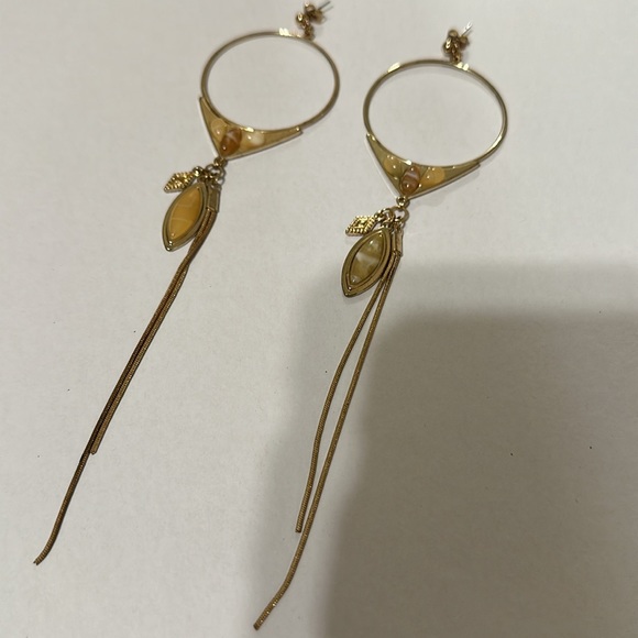 Free people goldtone & stone long dangling earrings - Picture 2 of 7